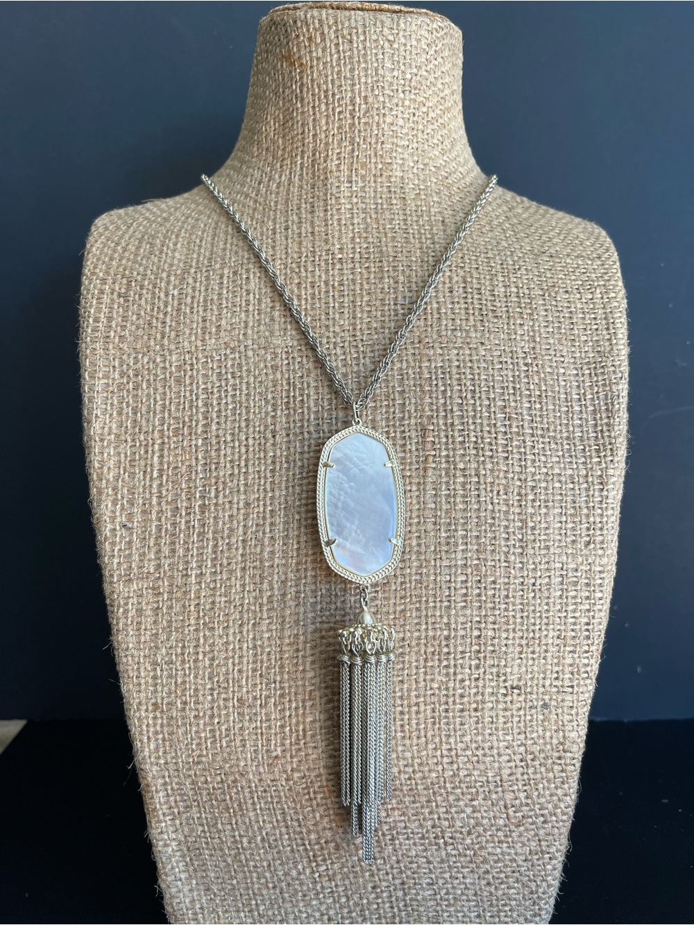 Kendra Scott mother of pearl tassel Pendant Necklace.